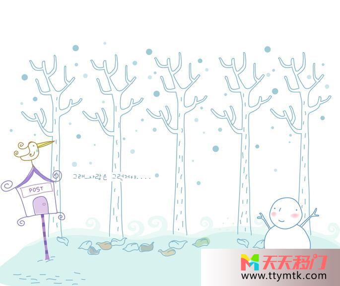 雪人邮筒大雪鸟戏雪人移图 雪人寄相思厨房玻璃移门HJ-654鸟戏雪人