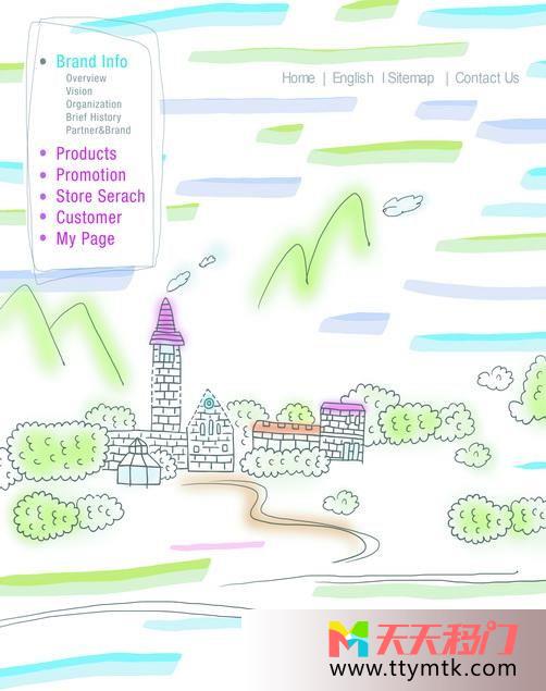 古堡大山河流古堡移图 漫画村庄卧室移门图片HJ-641古堡