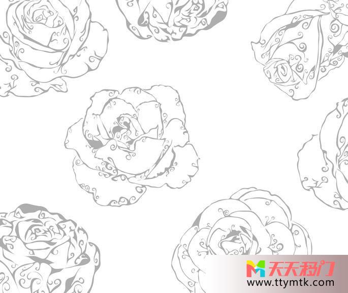 花雪白浪漫甜蜜的吻移图 花开灿烂浴室移门Y-330甜蜜的吻