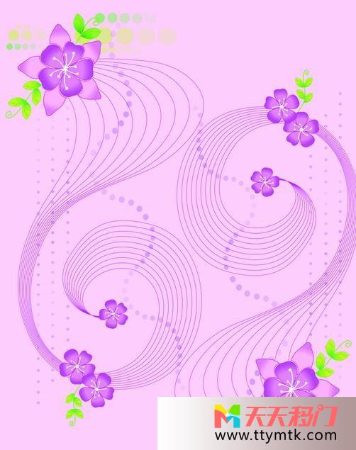 花丝带叶子紫情花移图 灿烂 紫花开浴室移门Y-169紫情花