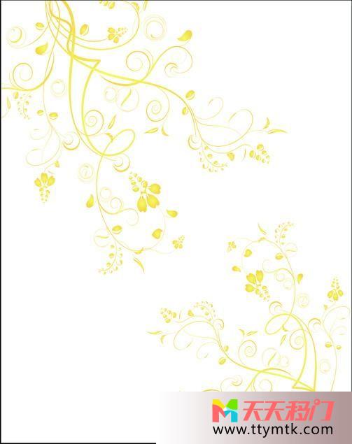 淡黄色花蔓素雅翩翩移图 淡黄色花蔓Y-1362翩翩