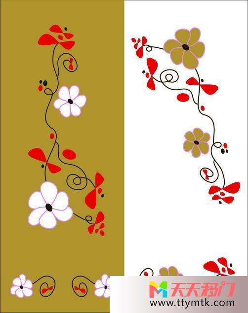 花叶子藤蔓思绪二移图 鲜花飘零卧室移门Y-1373思绪二