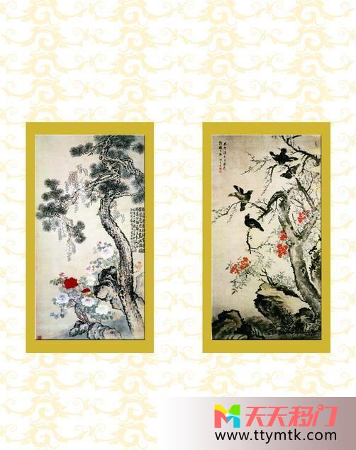 花叶子树千里共禅娟移图 梅花图浴室移门Y-1047千里共禅娟