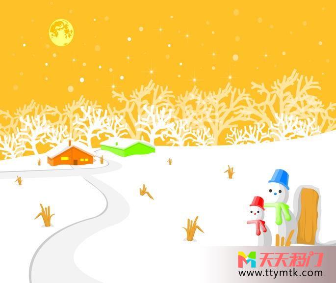 夕阳橙色天空移图 冬日雪景图Y-2603冬日黄昏
