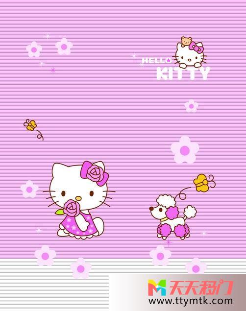 猫咪粉红移图 童年记忆衣柜门强化玻璃N-955Kiity猫