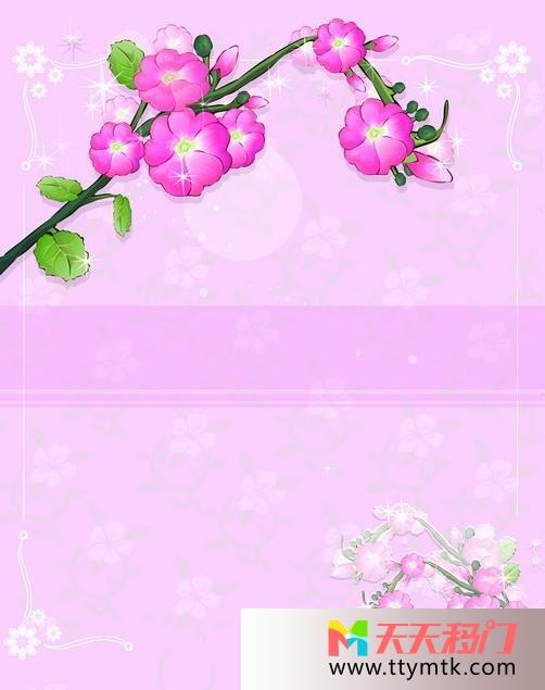 鲜花粉红枝叶移图 心心相映移门图库网N-1216