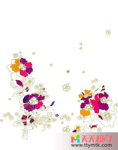 水彩花朵绚烂移图 清馨绚丽N-1293