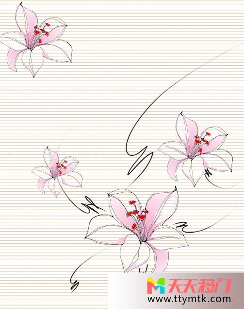 线条描绘花瓣黯然独秀移图 提笔描绘N-1032黯然独秀