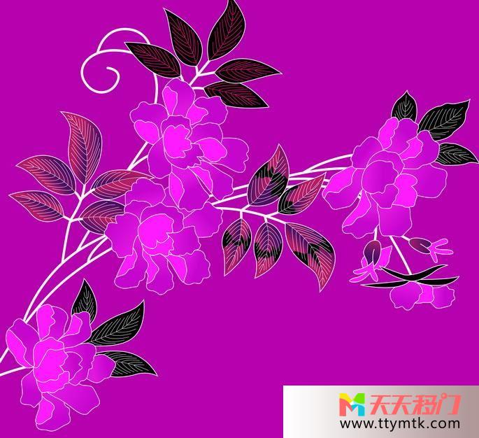 花枝叶紫色移图 五彩斑斓BJ-023