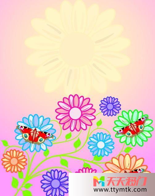 七彩花朵绚丽五彩花移图 七彩花园玻璃移门图库大全K-0885五彩花
