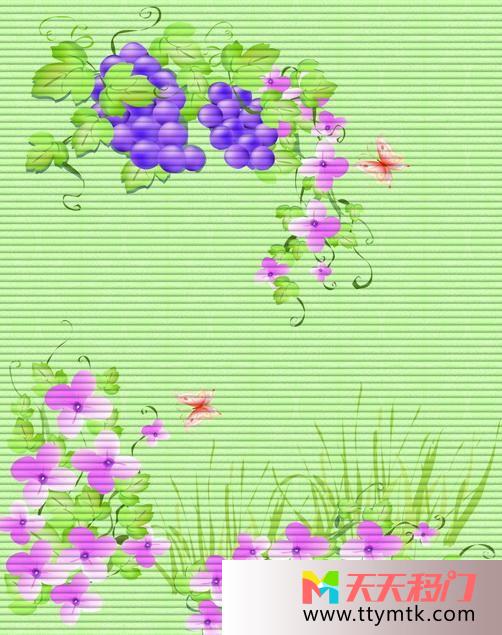 丰收葡萄花朵移图 果满园衣柜艺术玻璃移门K-0266春色花园
