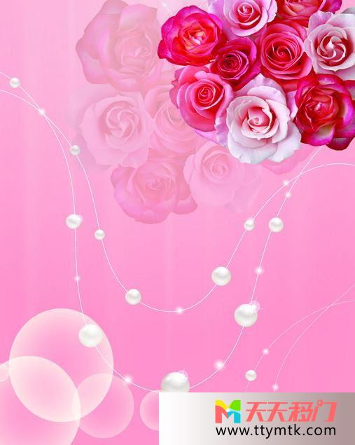 玫瑰花珍珠粉色背景移图 一束玫瑰移门图片10-1156