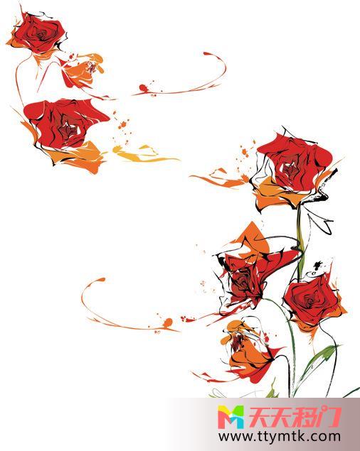玫瑰绿叶泼墨移图 水粉画玫瑰10-1226