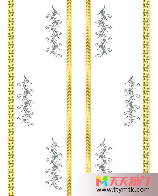 金色玉带花案对称移图 玉带条纹10A-115