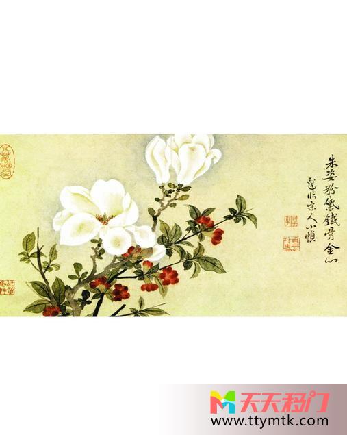 栀子花题字印移图 古画栀子花10-1053