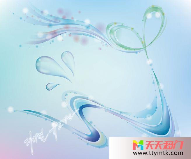 蓝色背景丝带条纹韩文签名移图 蓝色条纹厨房门艺术玻璃移门10-1292