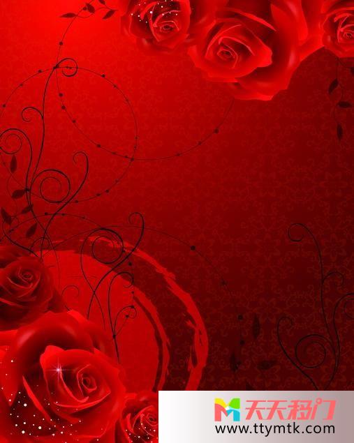 玫瑰藤条红色背景移图 红玫瑰2013客厅衣柜移门图片10-1223
