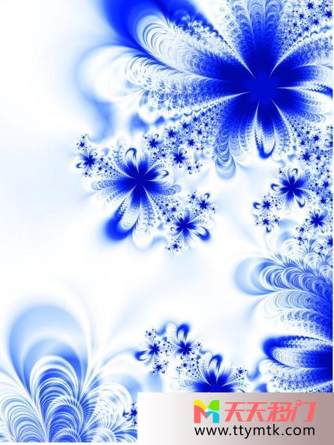 渐变水花蓝色花白色背景幻花移图 水花索亚移门图库大全Q013幻花
