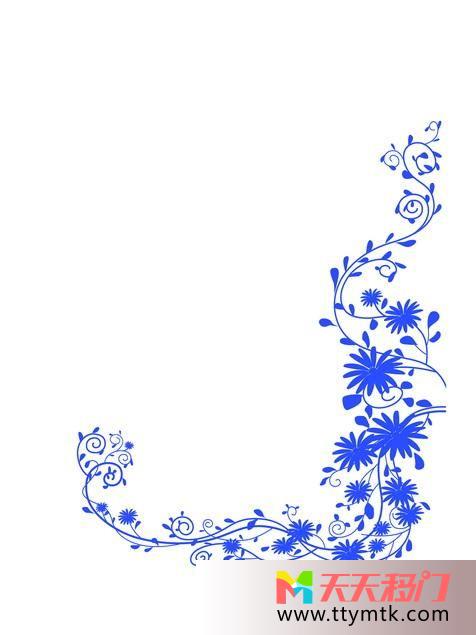 蓝花蓝叶蓝色藤蔓星花移图 傍生Q043星花