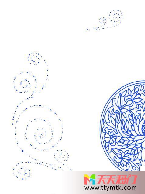 半圈虚线蓝色祥云名意移图 青花瓷的韵味Q025名意01