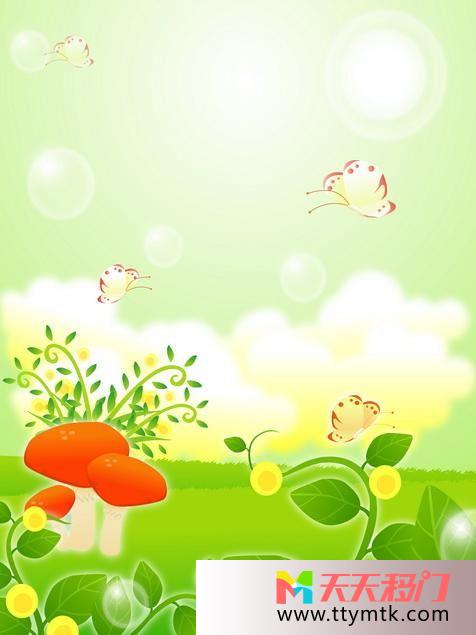 蘑菇树叶蝴蝶移图 彩色的春天2065