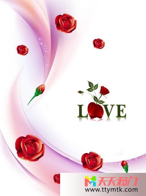 玫瑰爱心字母移图 玫瑰与爱双工艺烤漆移门玻璃2211