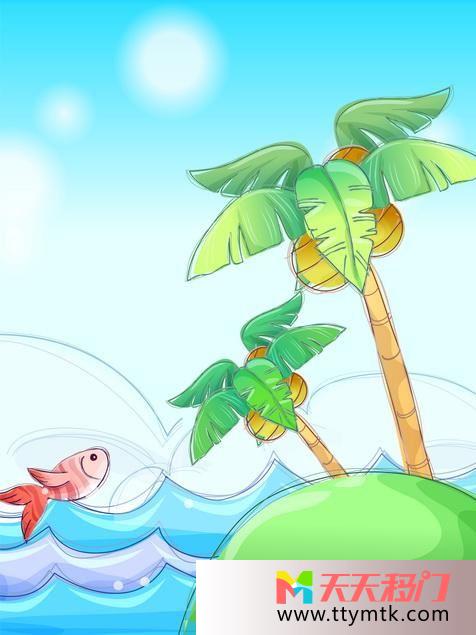 海水海鱼椰子树移图 花的彼岸卫生间的玻璃移门2072