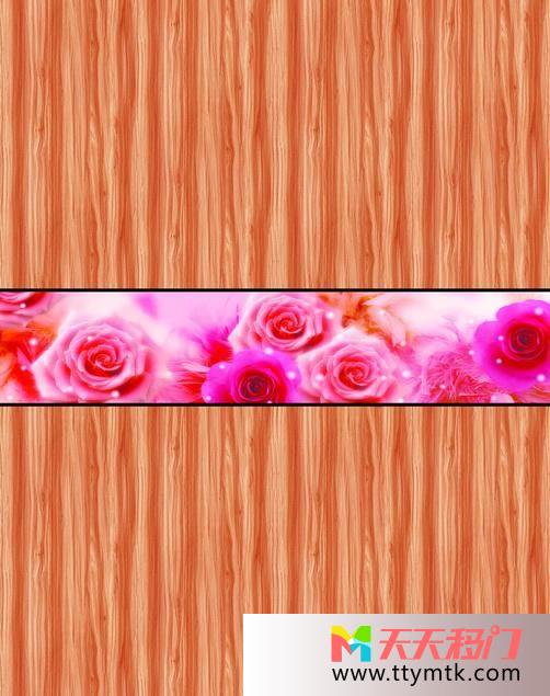玫瑰木纹素雅移图 木纹玫瑰花语玻璃移门TC-110-