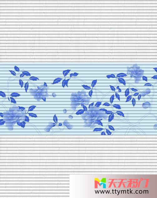 花朵条纹素雅移图 蓝花缠满枝头玻璃移门TC-146