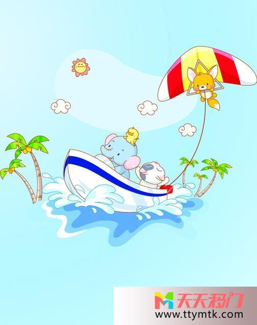 卡通动物童趣移图 小动物的海边度假TC-393
