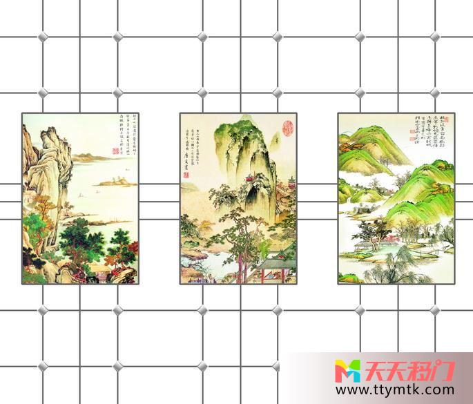 山水画中国风高雅移图 橱窗隔断玻璃移门TXC450