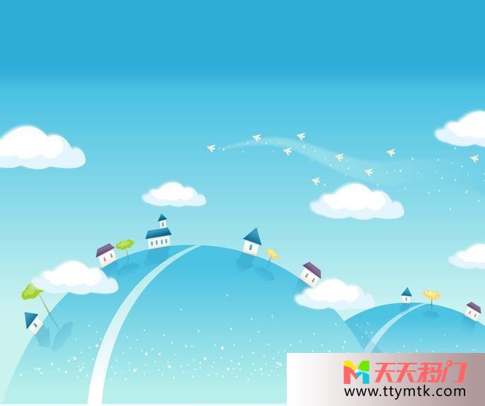 蓝色自然蓝天白云移图 蓝色家园客厅玻璃移门TXC405