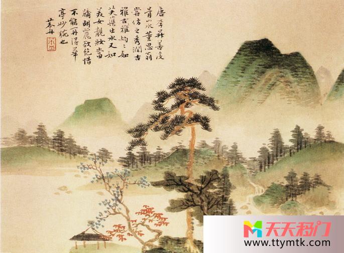 松树山林绿草移图 泼墨山水TXE584