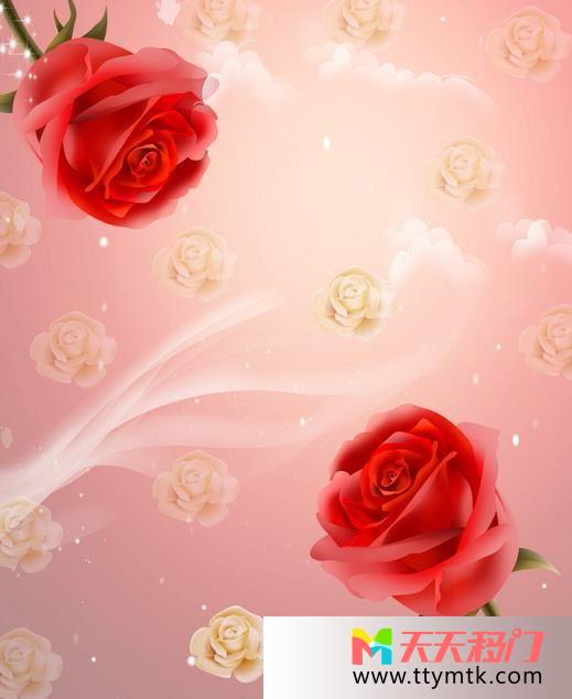 玫瑰云玫瑰底纹移图 玫瑰花对客厅玻璃移门图片展示TXi189
