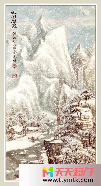 雪高山树移图 中国画北国银装高清衣柜移门图片TXi483