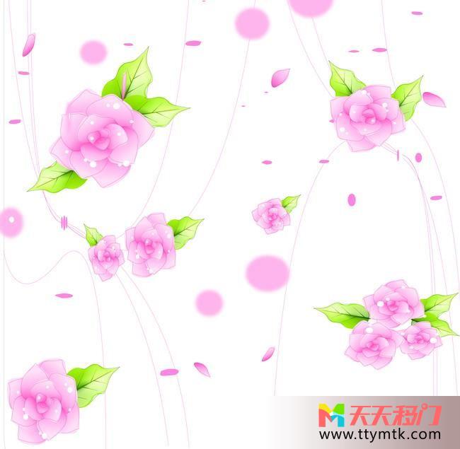 晶莹花朵粉色移图 晶莹的花朵玻璃移门图案txk290