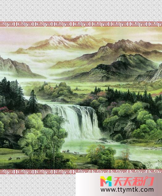 山水瀑布河流移图 中国山水卫生间移门图片txkGH002