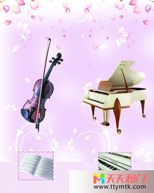 钢琴提琴紫色背景移图 音乐意境TXM626