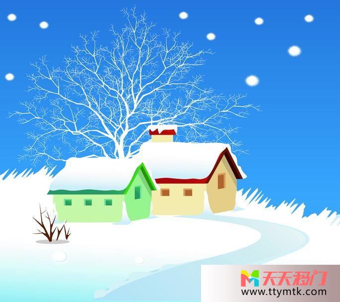 下雪冬天房屋移图 雪中小屋GE-8551-1